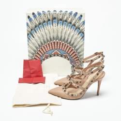 Pre Owned Valentino Rockstud Size 37 Beige Leather Pumps