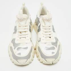 Pre Owned حذاء رياضي فالنتينو روك رنر قماش وزيتي مموه متعدد الألوان مقاس 38.