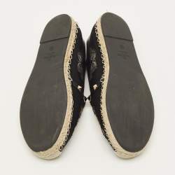 مملوكة مسبقًا حذاء إسبادريل فلات فلانتينو ترصيعات مطرزة فراشة قماش أسود مقاس 39