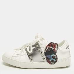 Pre Owned Valentino Rockstud Undercover Edition Size 39 White/Silver Leather Low Top Sneakers