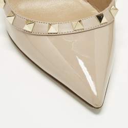 Pre Owned Valentino Rockstud Size 38 Beige Patent Leather Pumps