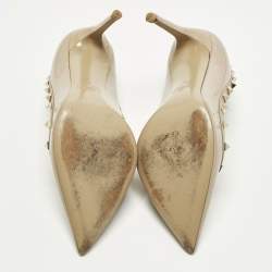 Pre Owned Valentino Rockstud Size 38 Beige Patent Leather Pumps