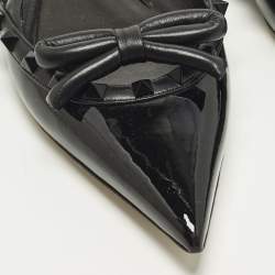 Pre Owned Valentino Rockstud Size 39.5 Black Leather and Patent Leather Slingback Flats 