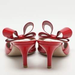 Pre Owned حذاء مَولز فالنتينو بفيوَنكَة جلد بَرتقالي لامِع مِقاس 38.5