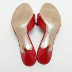 Pre Owned حذاء مَولز فالنتينو بفيوَنكَة جلد بَرتقالي لامِع مِقاس 38.5