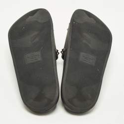 Pre Owned Valentino Rockstud Size 44 Black Rubber Pool Flat Slides 