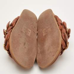 Pre Owned حذاء سلايدز فالنتينو فلات جلد بني نسخة روز 03 مقاس 37