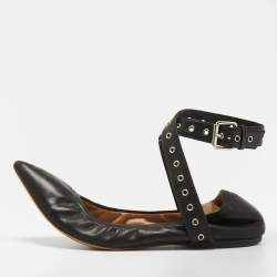 مملوكة مسبقًا Valentino Love Latch Size 36.5 Black Leather Ballet Flats