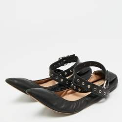 مملوكة مسبقًا Valentino Love Latch Size 36.5 Black Leather Ballet Flats