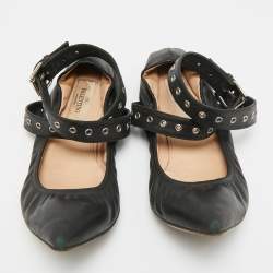 مملوكة مسبقًا Valentino Love Latch Size 36.5 Black Leather Ballet Flats