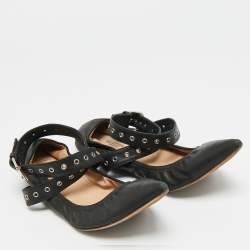 مملوكة مسبقًا Valentino Love Latch Size 36.5 Black Leather Ballet Flats