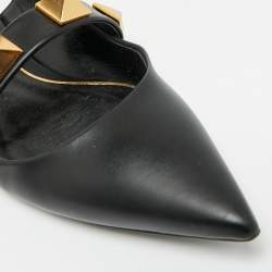 Pre Owned حذاء مولز فالنتينو فلات رومان جلد عنابي مرصع مقاس 38