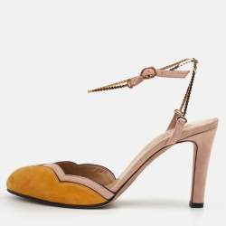 مملوكة مسبقًا Valentino Colorblock Size 37 Mustrad/Pink Suede Pumps