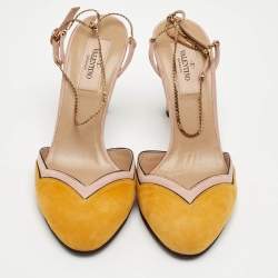 Pre Owned حذاء كعب عالي فالنتينو روكستد جلد أحمر داكن بحزام للكاحل مقاس 41