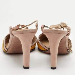 Pre Owned حذاء كعب عالي فالنتينو روكستد جلد أحمر داكن بحزام للكاحل مقاس 41