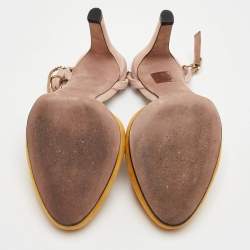 Pre Owned حذاء كعب عالي فالنتينو روكستد جلد أحمر داكن بحزام للكاحل مقاس 41