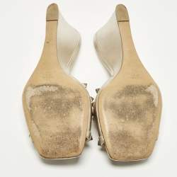 مملوكة مسبقًا صندل فالنتينو كعب إسفين معدني جلد مقاس 40.5