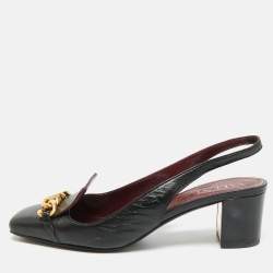 مملوكة مسبقًا Valentino Size 36 Black Leather Slingback Pumps