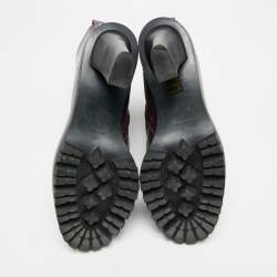 Pre Owned بوت فالنتينوأتيليه كومبات جلد أسود مقاس 38.5