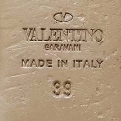 مملوكة مسبقًا حذاء باليرينا فلات فالنتينو روكستد جلد وبرنيق أخضر/بيج مقاس 39