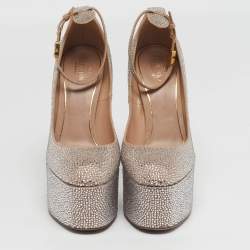 مملوكة مسبقًا Valentino Tan-Go Size 40.5 Beige Suede Crystal Embellished Platform Pumps