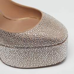 مملوكة مسبقًا Valentino Tan-Go Size 40.5 Beige Suede Crystal Embellished Platform Pumps