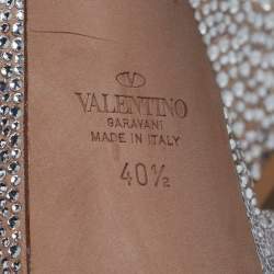 مملوكة مسبقًا Valentino Tan-Go Size 40.5 Beige Suede Crystal Embellished Platform Pumps