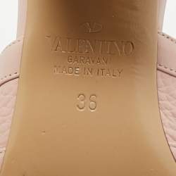 Pre Owned Valentino Rockstud Size 36 Pink Leather Criss Cross Block Heel Slide Sandals