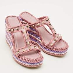 Pre Owned صندل بكعب مرتفع فالنتينو جلد كريمي روكستد مقاس 38