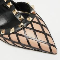 Pre Owned Valentino Rockstud Size 39 Black Leather Ankle Strap Pumps