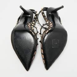 Pre Owned Valentino Rockstud Size 39 Black Leather Ankle Strap Pumps