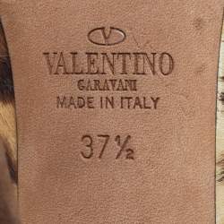 مملوكة مسبقًا حذاء كعب عالي فالنتينو جلد شعر عجل متعدد الألوان روكستد بحزام للكاحل مقاس 37.5