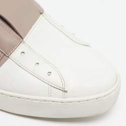 Pre Owned Valentino Rockstud Size 40 White/Beige Leather Low Top Sneakers