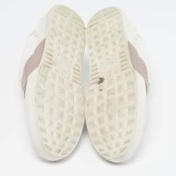 Pre Owned Valentino Rockstud Size 40 White/Beige Leather Low Top Sneakers