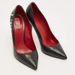 Pre Owned حذاء كعب عالي فالنتينو VLTN جلد أسود مقاس 38