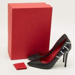 Pre Owned حذاء كعب عالي فالنتينو VLTN جلد أسو د مقاس 38