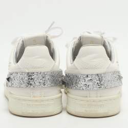 Pre Owned Valentino Backnet Rockstud Size 38 White Perforated Leather Low Top Sneakers 