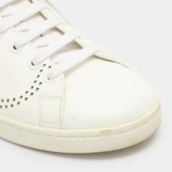 Pre Owned Valentino Backnet Rockstud Size 38 White Perforated Leather Low Top Sneakers 