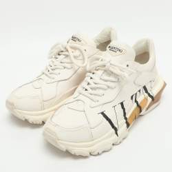 Pre Owned Valentino VLTN Bounce White Leather Sneakers Size 38