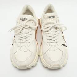 Pre Owned Valentino VLTN Bounce White Leather Sneakers Size 38