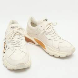 Pre Owned Valentino VLTN Bounce White Leather Sneakers Size 38