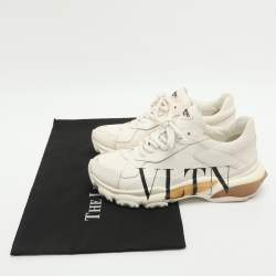 Pre Owned Valentino VLTN Bounce White Leather Sneakers Size 38