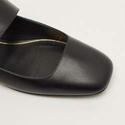 Pre Owned Valentino VLogo Size 37 Black Leather Mary Jane Ballet Flats