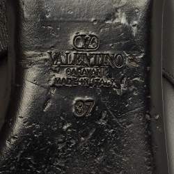 Pre Owned Valentino VLogo Size 37 Black Leather Mary Jane Ballet Flats