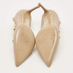 Pre Owned Valentino Rockstud Size 41 Beige Leather Pointed Toe Pumps