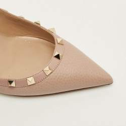 Pre Owned Valentino Rockstud Size 41 Beige Leather Pointed Toe Pumps