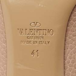 Pre Owned Valentino Rockstud Size 41 Beige Leather Pointed Toe Pumps