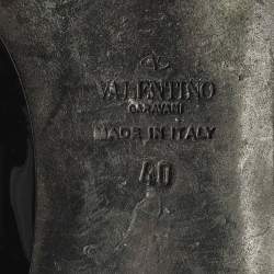 Pre Owned Valentino Rockstud Cage Size 40 Black Patent and Leather Ballet Flats