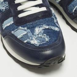 Pre Owned حذاء رياضي فالنتينو روكرنر جلد وقماش لون كمو أسود/أبيض مقاس 39.5