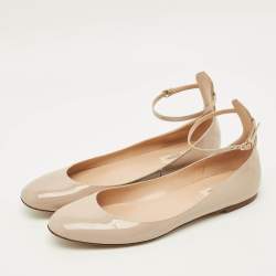 Pre Owned حذاء كعب عالي فالنتينو تانغو سير كاحل جلد لامع أسود مقاس 38